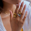 Wholesale Women's Stainless Steel Leaf Shaped Electroplated Ring Jewelry
