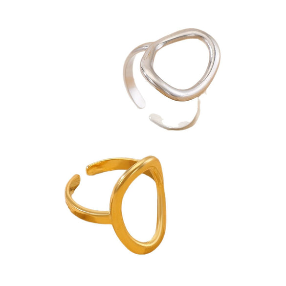 Wholesale Women's Stainless Steel Leaf Shaped Simple Geometric Ring With Electroplating