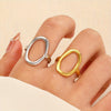 Wholesale Women's Stainless Steel Leaf Shaped Simple Geometric Ring With Electroplating