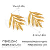 Wholesale Women's Stainless Steel Leaf Stud Earrings With Geometric Pattern Electroplated Personality Forest Style Nonfading Waterproof
