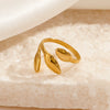 Wholesale Women's Stainless Steel Leaves Ring With 18K Goldplated Electroplating In Ins Style