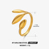Wholesale Women's Stainless Steel Leaves Ring With 18K Goldplated Electroplating In Ins Style