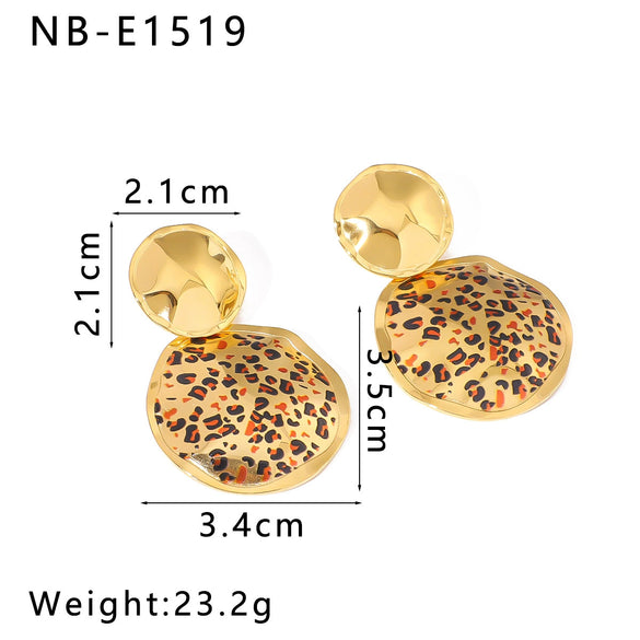 Wholesale Women's Stainless Steel Leopard Geometric Earrings With 18K Vacuum Plated In Furnace Vintage Niche Jewelry
