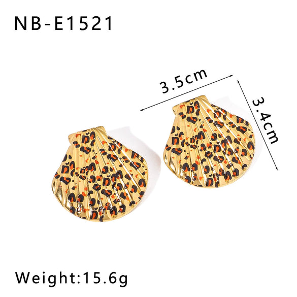 Wholesale Women's Stainless Steel Leopard Geometric Earrings With 18K Vacuum Plated In Furnace Vintage Niche Jewelry