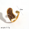 Wholesale Women's Stainless Steel Leopard Print Open Ring With Vacuum Plating Niche Design