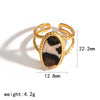 Wholesale Women's Stainless Steel Leopard Print Open Ring With Vacuum Plating Niche Design