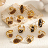Wholesale Women's Stainless Steel Leopard Print Open Ring With Vacuum Plating Niche Design
