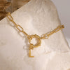 Wholesale Women's Stainless Steel Letter Pendant Ochain Bracelet With 18K Gold Electroplating Jewelry