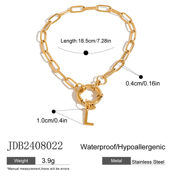 Wholesale Women's Stainless Steel Letter Pendant Ochain Bracelet With 18K Gold Electroplating Jewelry