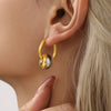 Wholesale Women's 316L Stainless Steel Light Luxury Geometric Electroplated Love Texture Brushed Color Retention Earrings