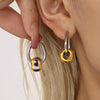 Wholesale Women's 316L Stainless Steel Light Luxury Geometric Electroplated Love Texture Brushed Color Retention Earrings
