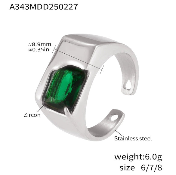 Wholesale Women's 316L Stainless Steel Light Luxury Geometric Inlay Ring With Electroplating