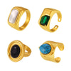 Wholesale Women's 316L Stainless Steel Light Luxury Geometric Inlay Ring With Electroplating