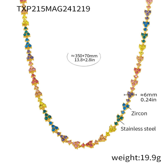 Wholesale Women's 316L Stainless Steel Light Luxury Geometric Triangle Plum Blossom Handmade Chain Plated 18K True Gold Necklace