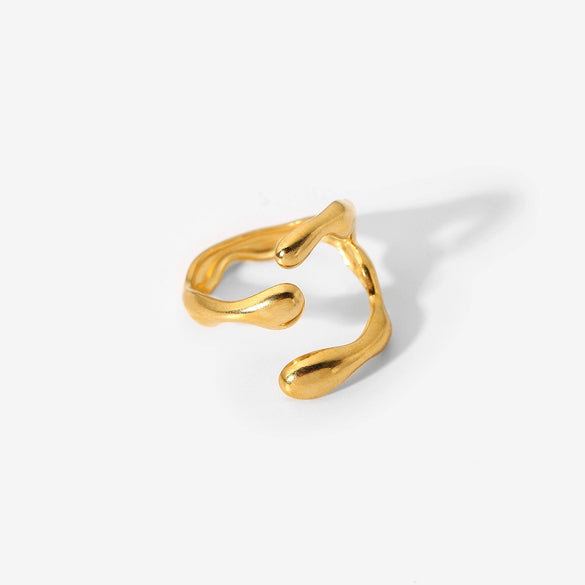 Wholesale Women's Stainless Steel Light Luxury Irregular Open Ring With Geometric Pattern And Electroplating