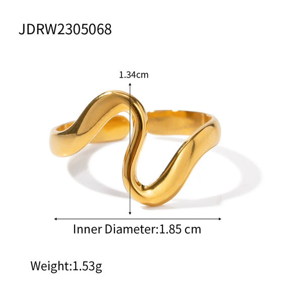 Wholesale Women's Stainless Steel Light Luxury Irregular Open Ring With Geometric Pattern And Electroplating