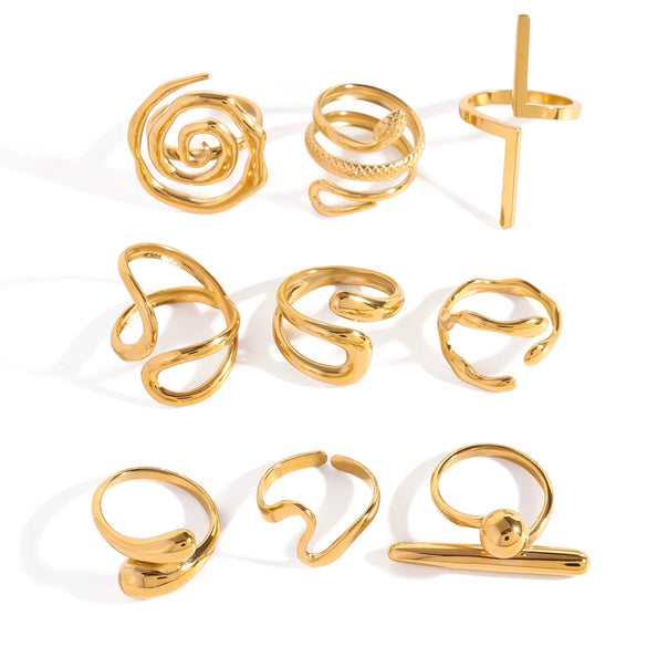 Wholesale Women's Stainless Steel Light Luxury Irregular Open Ring With Geometric Pattern And Electroplating