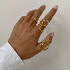 Wholesale Women's Stainless Steel Light Luxury Irregular Open Ring With Geometric Pattern And Electroplating