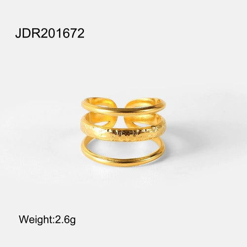 Wholesale Women's Stainless Steel Light Luxury Irregular Open Ring With Geometric Pattern And Electroplating
