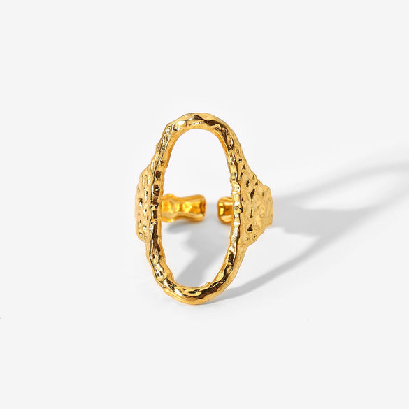 Wholesale Women's Stainless Steel Light Luxury Irregular Open Ring With Geometric Pattern And Electroplating