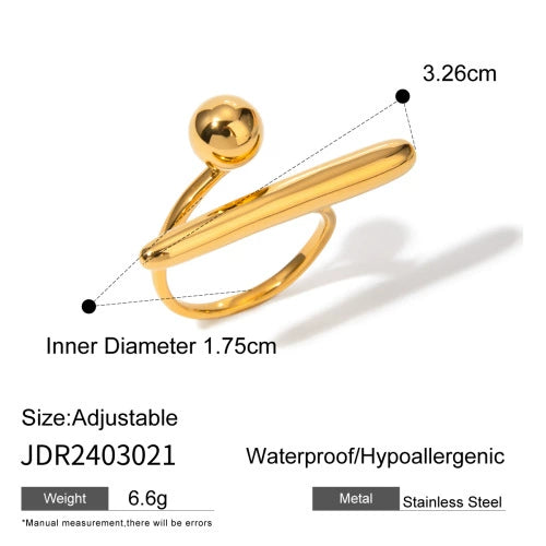 Wholesale Women's Stainless Steel Light Luxury Irregular Open Ring With Geometric Pattern And Electroplating