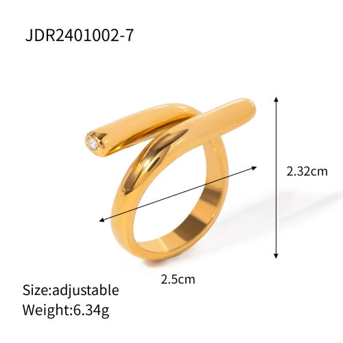 Wholesale Women's Stainless Steel Light Luxury Irregular Open Ring With Geometric Pattern And Electroplating