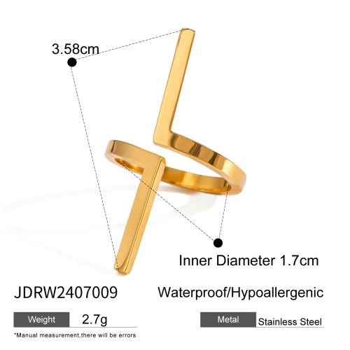 Wholesale Women's Stainless Steel Light Luxury Irregular Open Ring With Geometric Pattern And Electroplating