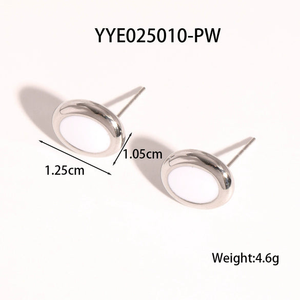 Wholesale Women's Stainless Steel Light Luxury Niche Design Cross Cat Eye Drop Oil Necklace Earrings Suit With Ellipse Pattern And Vacuum Real Gold Electroplating In Pvd Furnace