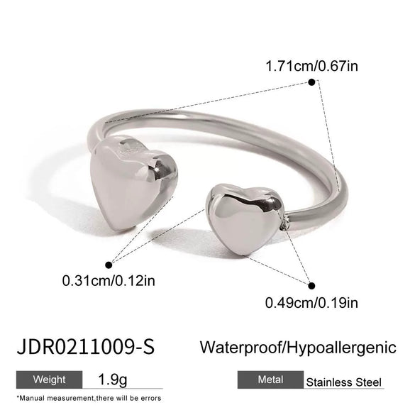 Wholesale Women's Stainless Steel Love Adjustable Opening Ring Jewelry With Geometric Pattern And Electroplating Treatment