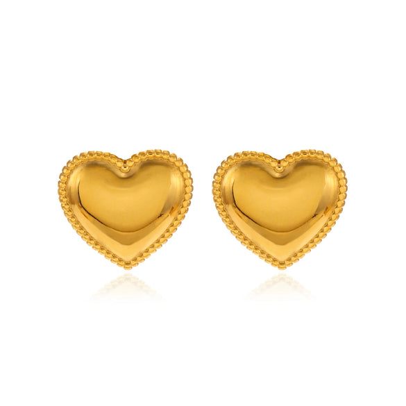 Wholesale Women's Stainless Steel Love Earrings With Peach Heart Shape And 18K Gold Plated Electroplating