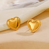 Wholesale Women's Stainless Steel Love Earrings With Peach Heart Shape And 18K Gold Plated Electroplating
