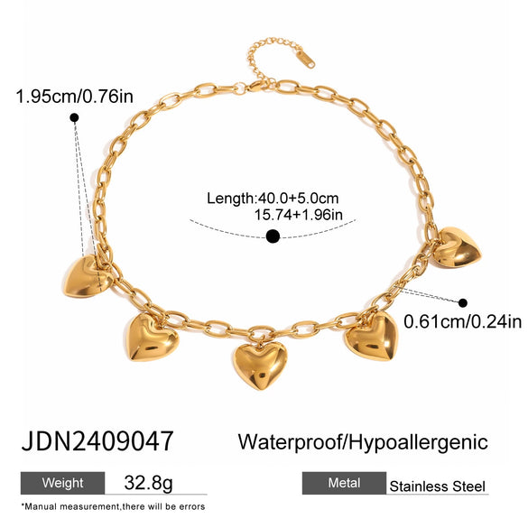 Wholesale Women's Stainless Steel Love Heart Shape Pendant Necklace With Electroplating Treatment