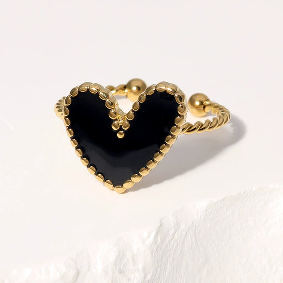 Wholesale Women's Stainless Steel Love Heartd Light Luxury Ring With Electroplating