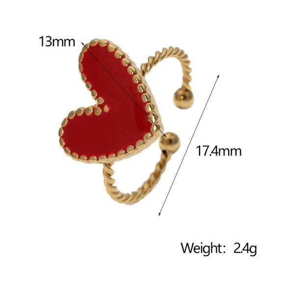 Wholesale Women's Stainless Steel Love Heartd Light Luxury Ring With Electroplating