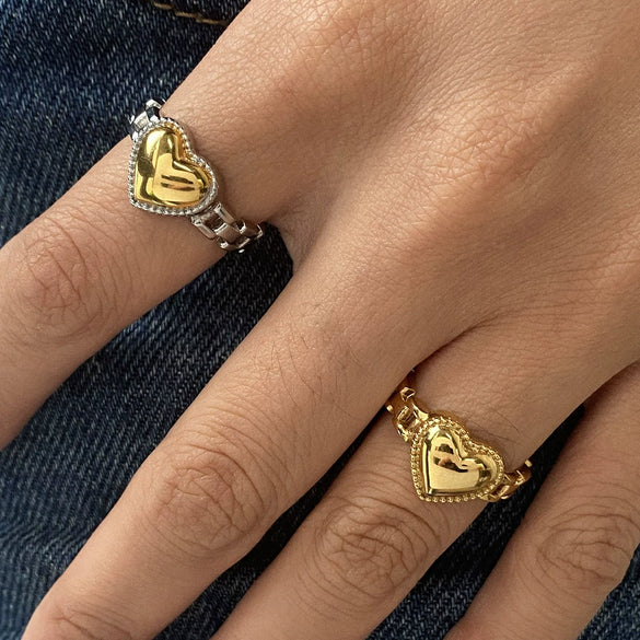 Wholesale Women's Stainless Steel Love Ring With Geometric Shape And Electroplating Processing Non Fading Light Luxury High End Ring