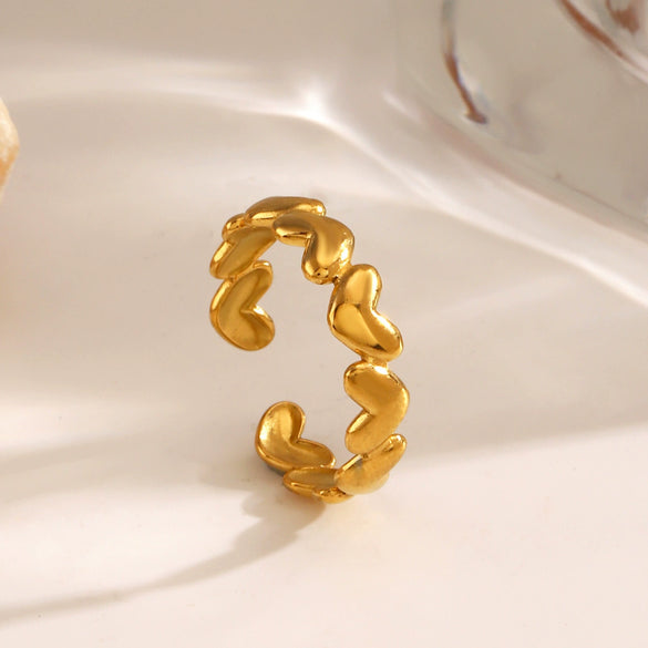 Wholesale Women's Stainless Steel Love Ring With Heart Shape 18K Goldplated