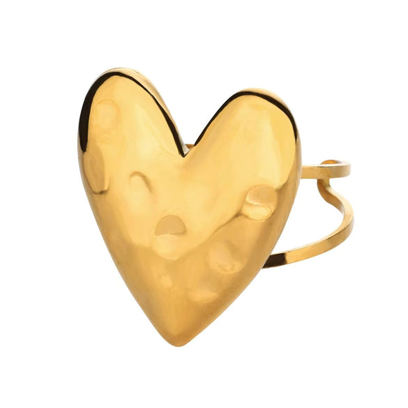 Wholesale Women's Stainless Steel Love Shaped Geometric Ring With Electroplating