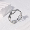 Wholesale Women's Stainless Steel Loveshaped Leaves Pattern Open Ring