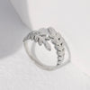 Wholesale Women's Stainless Steel Loveshaped Leaves Pattern Open Ring