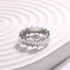 Wholesale Women's Stainless Steel Loveshaped Leaves Pattern Open Ring