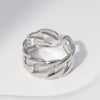 Wholesale Women's Stainless Steel Loveshaped Leaves Pattern Open Ring