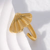 Wholesale Women's Stainless Steel Loveshaped Leaves Pattern Open Ring