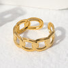Wholesale Women's Stainless Steel Loveshaped Leaves Pattern Open Ring