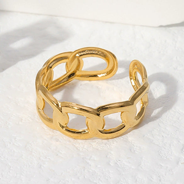 Wholesale Women's Stainless Steel Loveshaped Leaves Pattern Open Ring