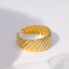 Wholesale Women's Stainless Steel Loveshaped Leaves Pattern Open Ring