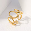Wholesale Women's Stainless Steel Loveshaped Leaves Pattern Open Ring