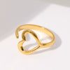 Wholesale Women's Stainless Steel Loveshaped Leaves Pattern Open Ring