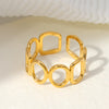 Wholesale Women's Stainless Steel Loveshaped Leaves Pattern Open Ring
