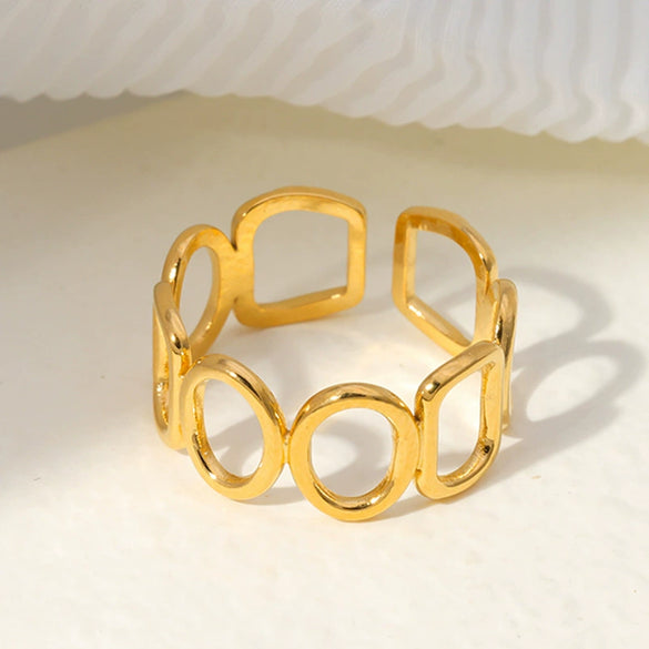 Wholesale Women's Stainless Steel Loveshaped Leaves Pattern Open Ring