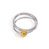 Wholesale Women's Stainless Steel Luxury Exaggerated Ring With Geometric Design And Electroplating Process Gold And Silver Color Matching Double Ring Cross And Ball Shape
